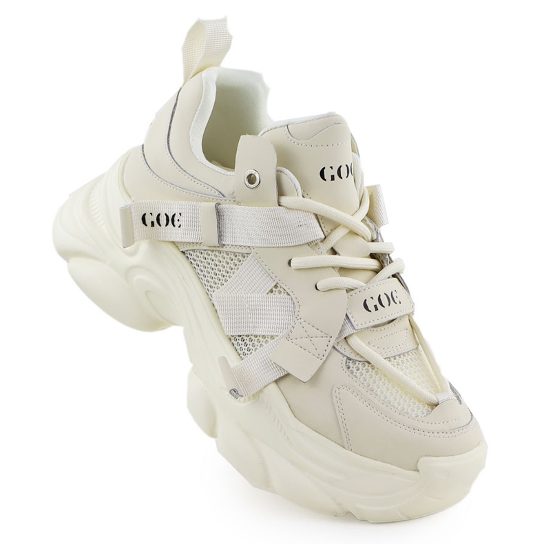 Nahka -lenkkarit paksulla pohjalla naisten beige goe rr2n4051