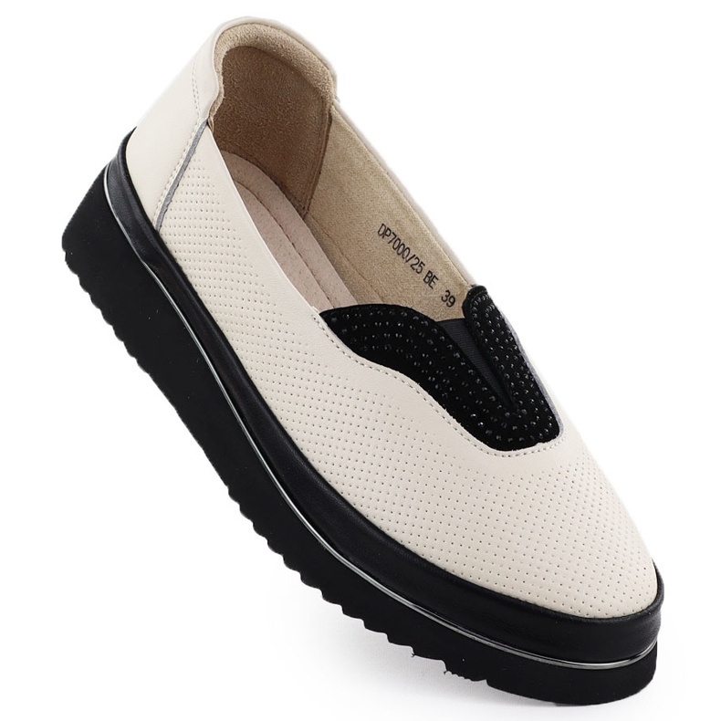 Naisten nahkakengät Filippo rei'itetty beige