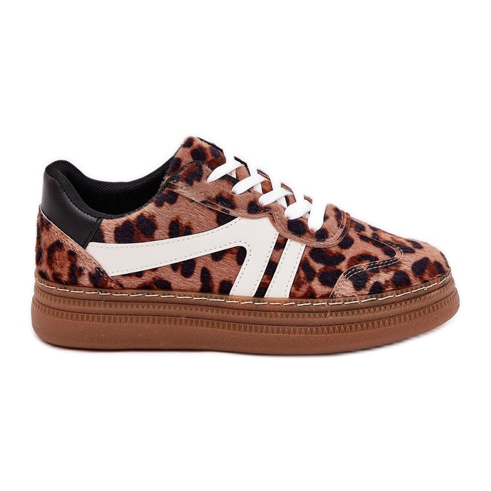 Naisten lenkkarit laiturilla Leopard Print Brown ruskea