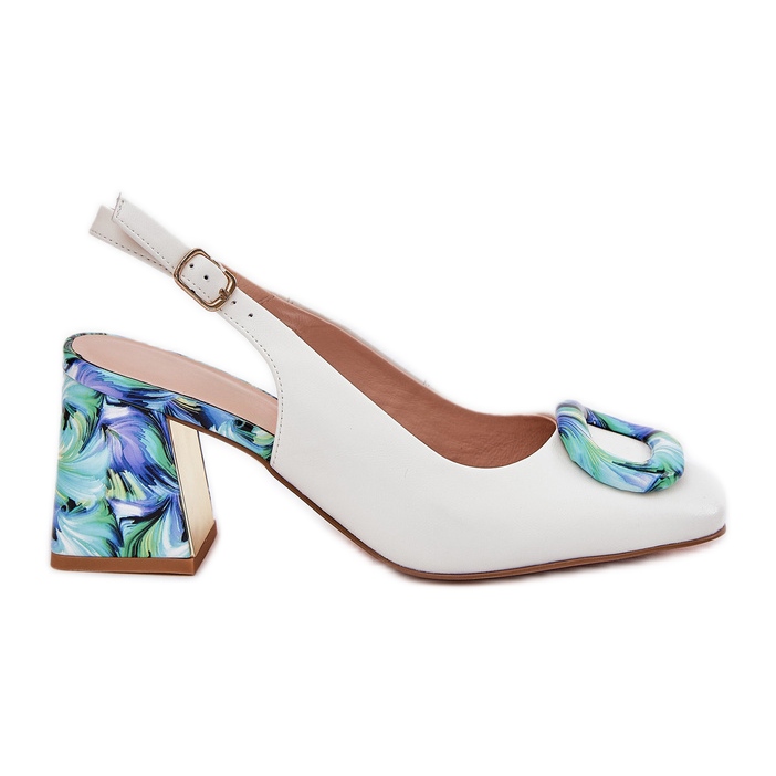 S.Barski Naisten nahkaiset sandaalit D &amp; A CR51-002 valkoisella postilla valkoinen