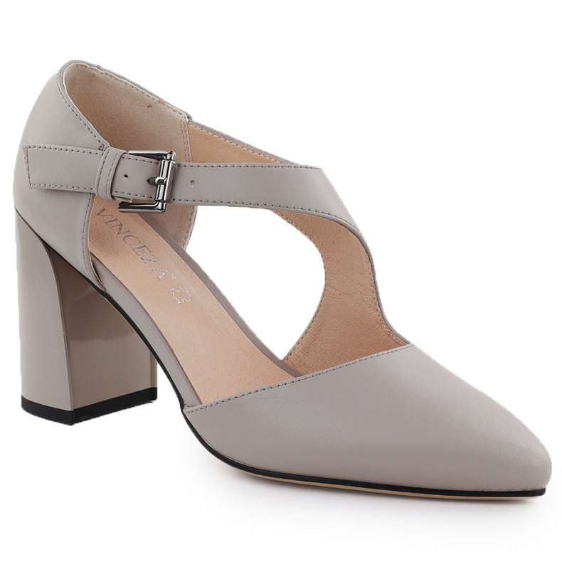 Nahkapumput pylväskengillä harmaalla vyöllä Vinceza 91133