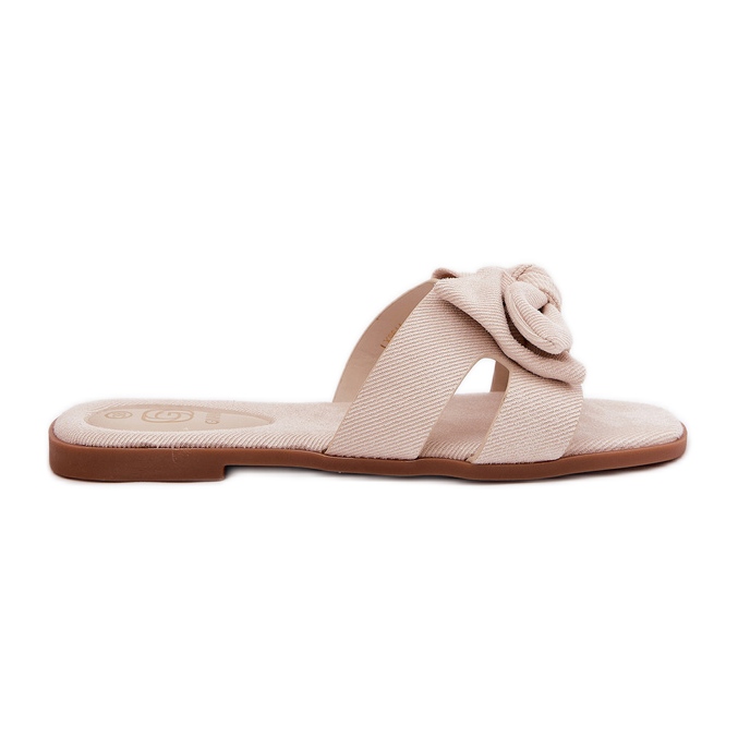 Litteät naisten flip flops kanssa keula beige
