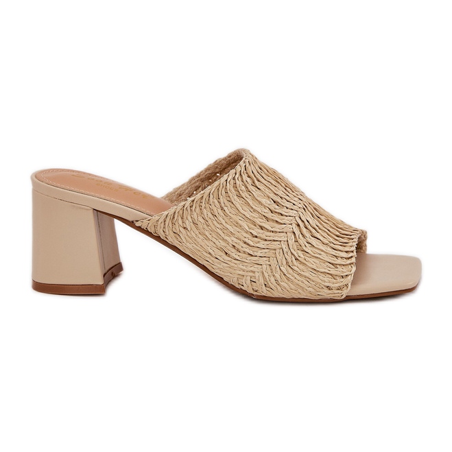 Naisten flip flops beige korkokengillä