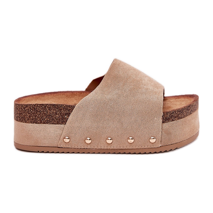 Naisten tossut massiivisella alustalla Eco Suede Khaki beige