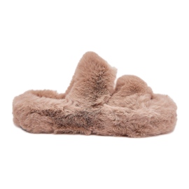 Naisten turkista tossut khaki -alustalla beige