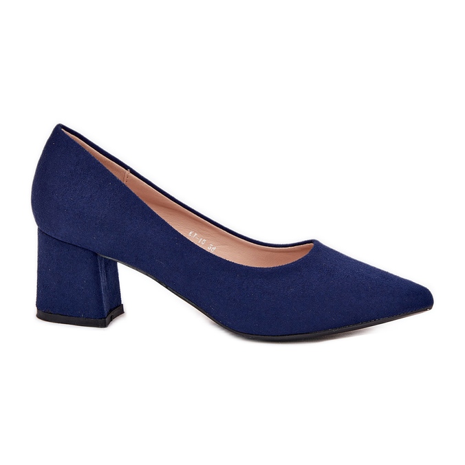 Naisten pumput, joissa on terävät varpaat pylvään merivoimien sinisellä sininen