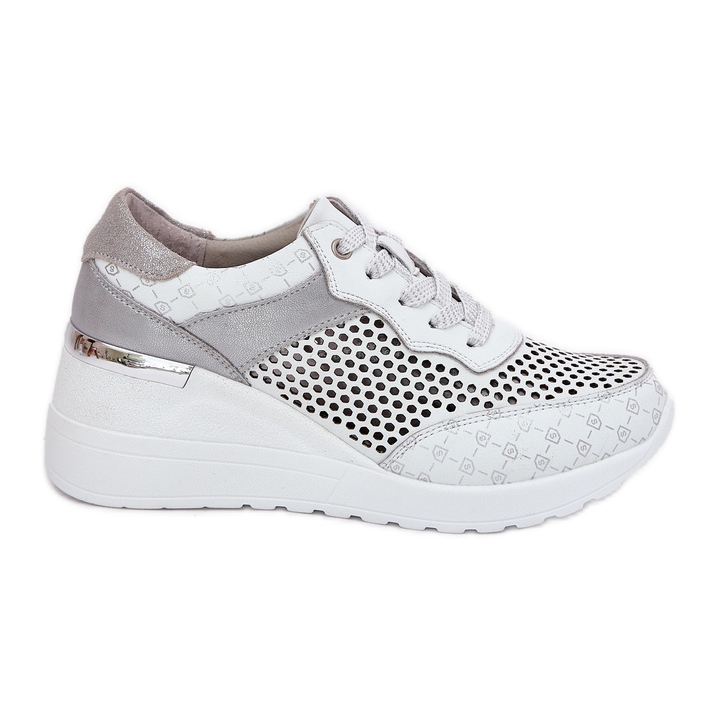 Nahkainen Openwork Sports Shoes Sneakers S.Barski LR51-641 White valkoinen