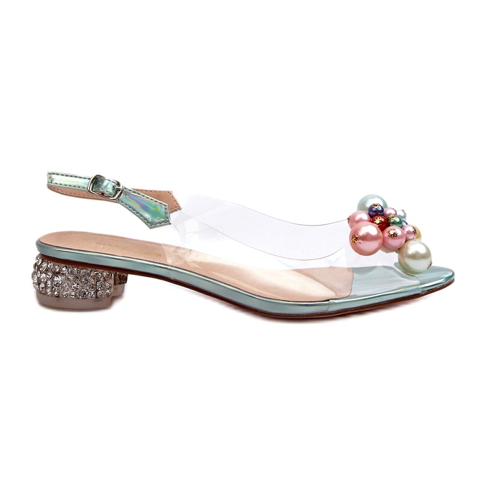 S.Barski Läpinäkyvät matalakorkoiset sandaalit koristeellisella vihreällä D&amp;A MR38-368