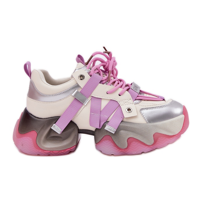 Naisten nahka lenkkarit massiivisella pohjalla Goe RR2N4030 Pink vaaleanpunainen