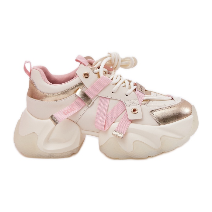 Naisten nahka -lenkkarit massiivisella pohjalla goe rr2n4031 beige