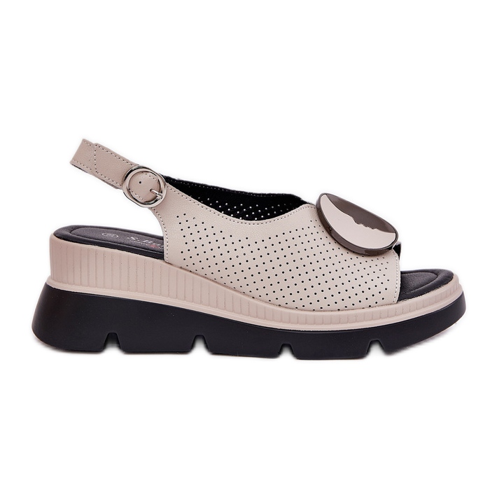 S.Barski Naisten nahkaiset sandaalit, joissa on kiila koristeella S. Barski LR51-788 beige