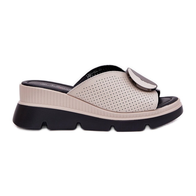 S.Barski Naisten nahkatohvelit, joissa on S. Barski LR51-662 beige koristeet