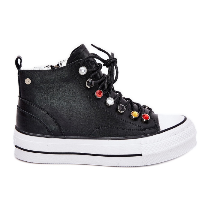 Goe RR2N4101 Naisten korkeat nahkaiset lenkkarit musta