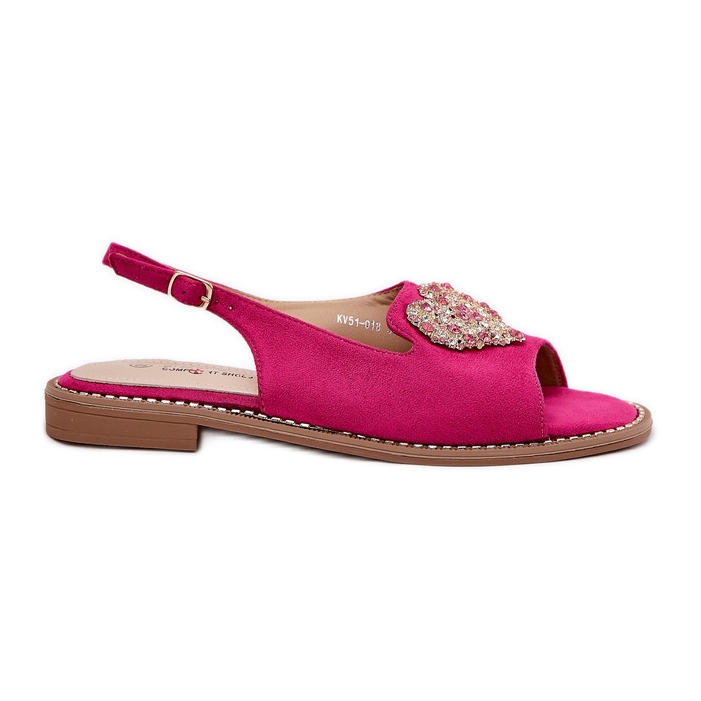 S.Barski Naisten sandaalit koristeellisella sydämellä S. Barski KV27-018 Fuksja vaaleanpunainen