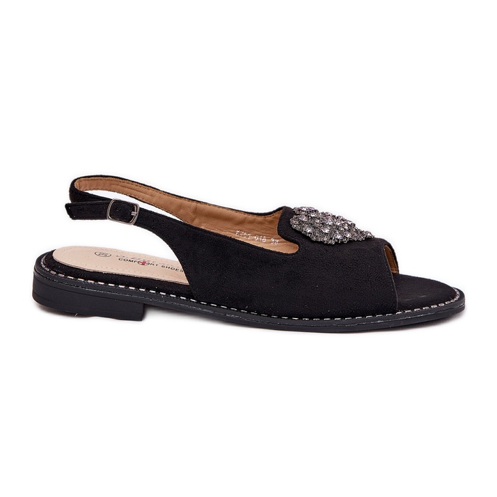 S.Barski Naisten sandaalit koristeellisella sydämellä S. Barski KV27-018 Musta