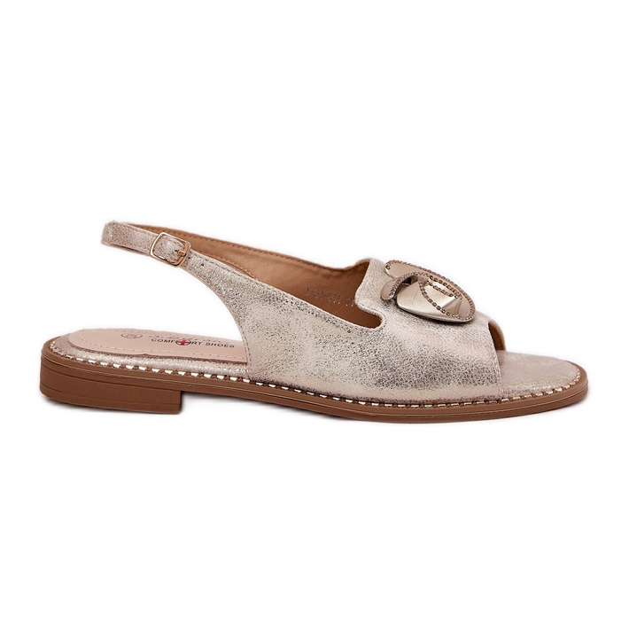 S.Barski Kiiltävät naisten sandaalit koristeella S. Barski KV51-006 -kultaa kultainen