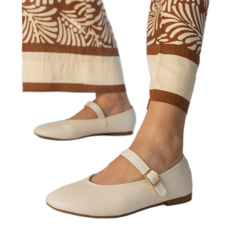 Beige naisten balleriinit solki