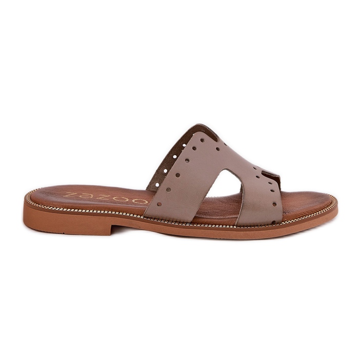 Zazoo 40326 Naisten tossut koristeellisilla leikkauksilla Dark Boon beige