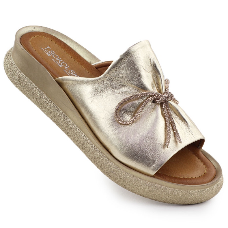 Naisten nahkainen flip Flops T.Sokolski L25-154 kultainen