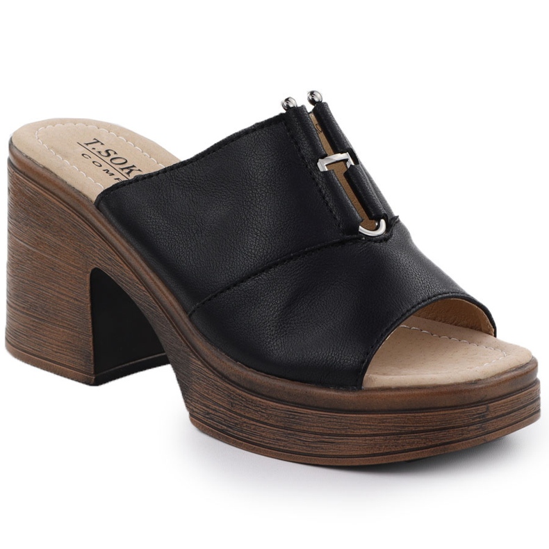 Naisten nahkainen flip flops mustalla T.sokolski L25-13 -viestillä