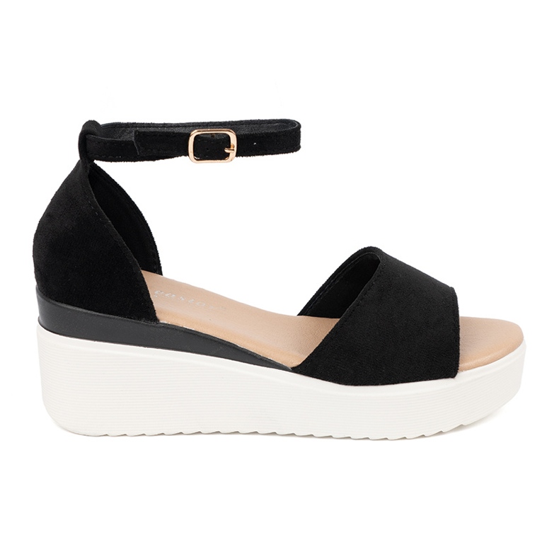 Seastar Mustien naisten sandaalit valkoisella kiilalla musta