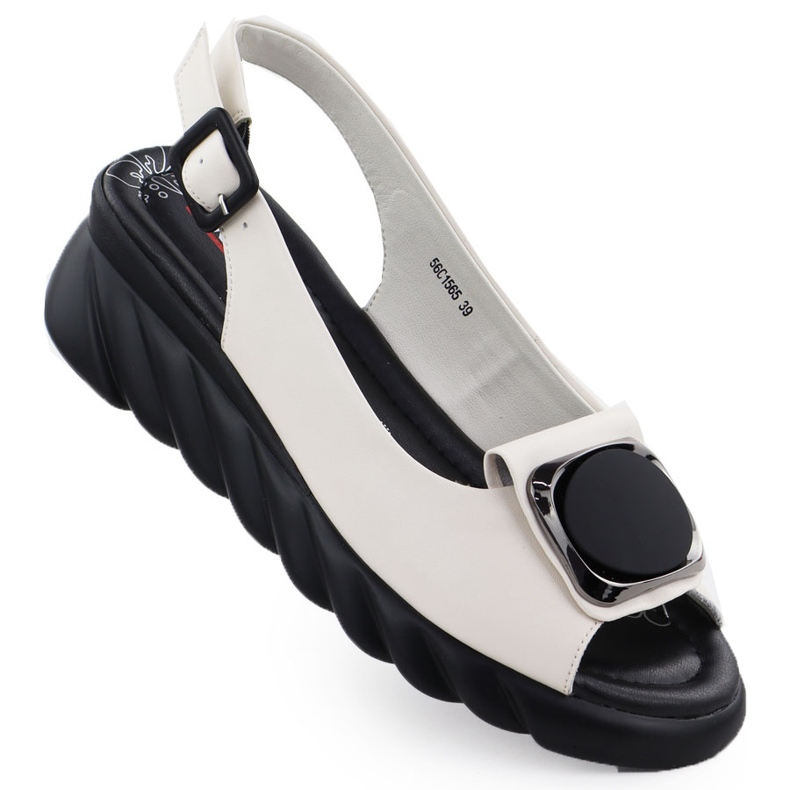 Naisten nahkaiset sandaalit kiilavoide Artiker 56c1565 kermainen