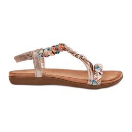 Litteät naisten sandaalit, joissa on punotut raidat ja nastat Artiker 54C1323 PLN kultainen