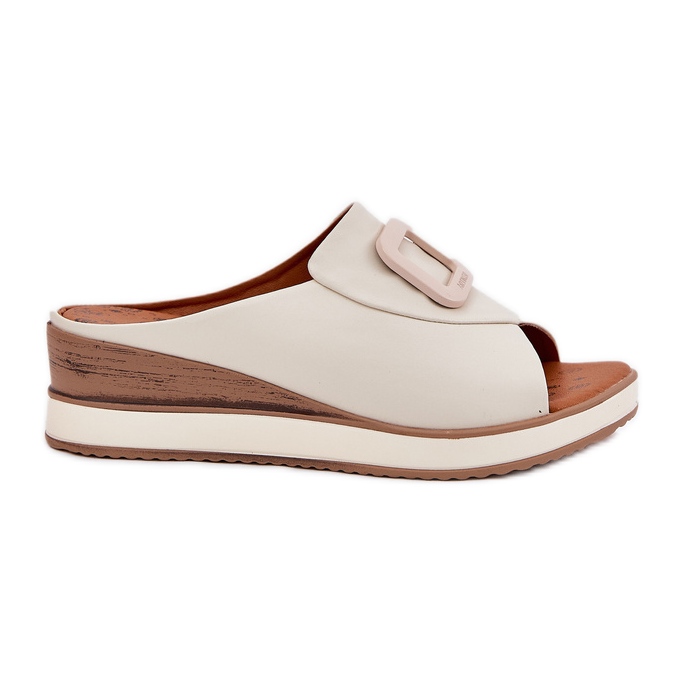 Naisten nahkainen flip Flops Artiker 56C2145 Light Beige
