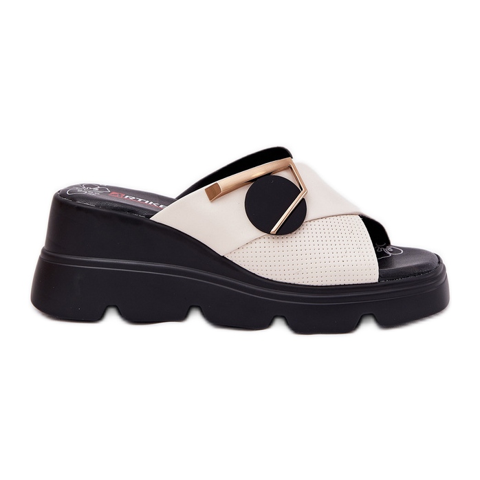 ARTIKER Tyylikkät nahkaiset naisten kiilat muinaisella sisustuksella Artker 56c1585 beige