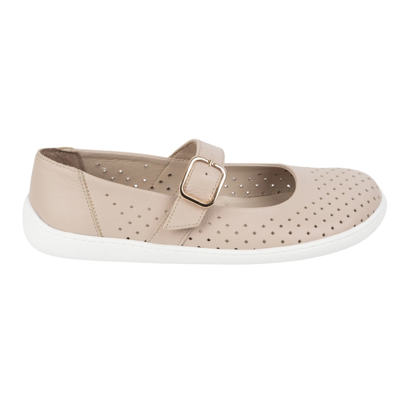 Paljain jaloin naisten balleriinit Olivier 1770polon nahkaiset kengät beige -solki