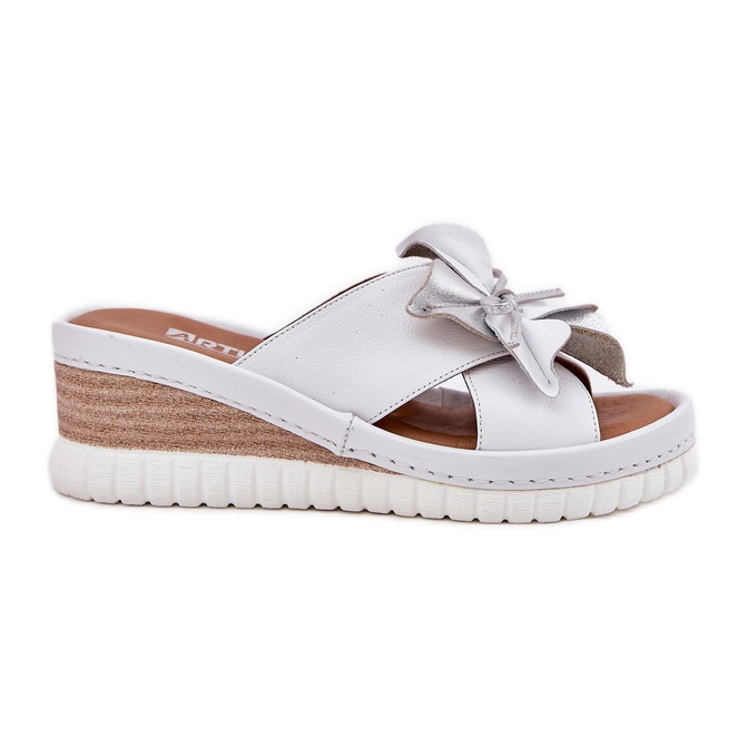 ARTIKER Naisten nahkakiilat koristeellinen kukka Artker 54c0538 valkoinen ja hopea
