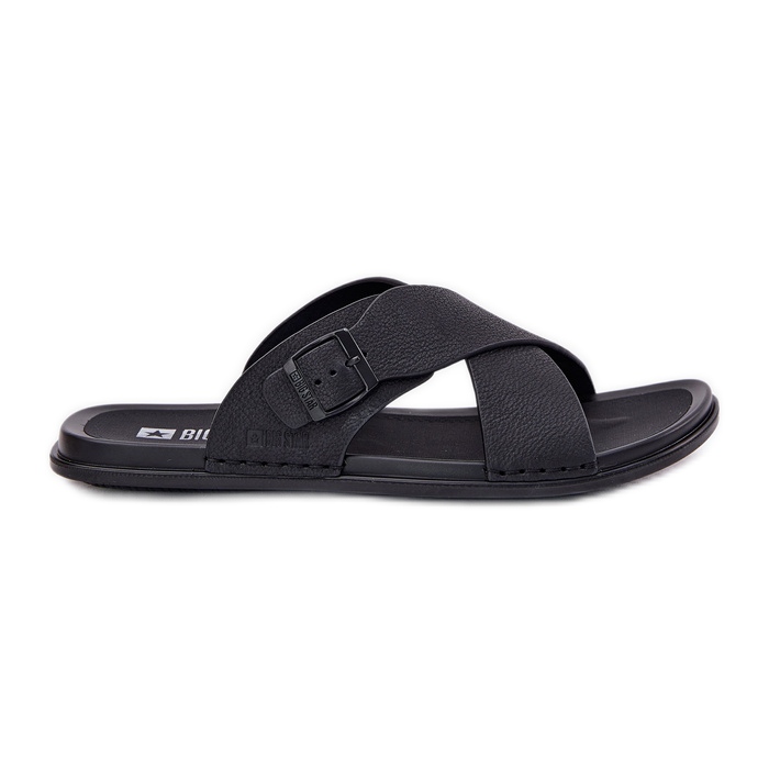 Miesten nahkainen flip flops big Star RR174076 Musta solki