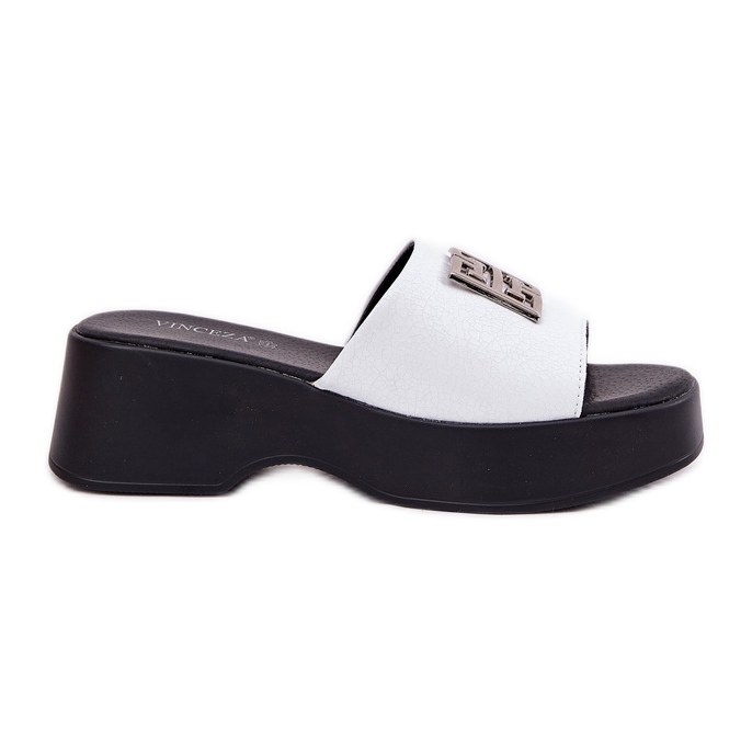 Naisten nahkainen flip flops vinceza 79526 valkoinen