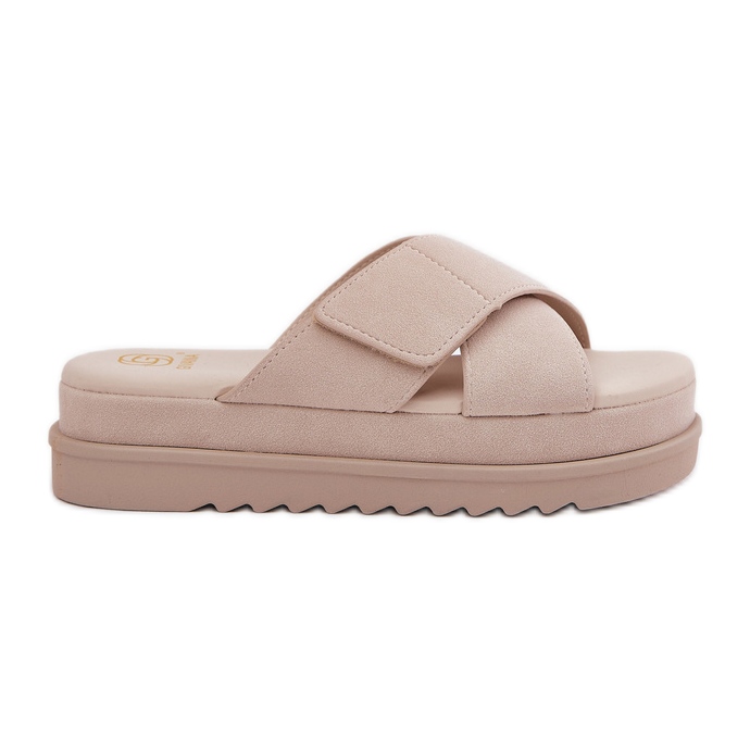 Naisten flip flops lavalla kietoutuneilla beige -raidoilla