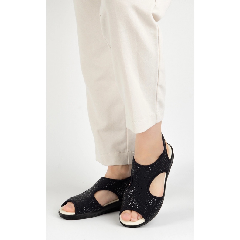 Vriston Naisten kengät joustavat sandaalit comfoot emma musta kiiltävä