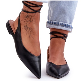 Naisten sidotut balleriinit mustat sandaalit