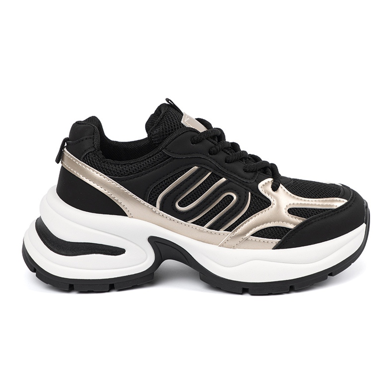 Mustat naisten lenkkarit kultaisilla lisäosilla