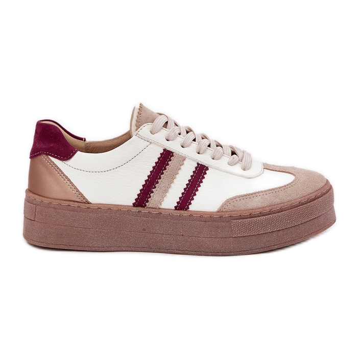 Naisten nahka-lenkkarit Zazoo N1234 Beige-Bord -alustalla