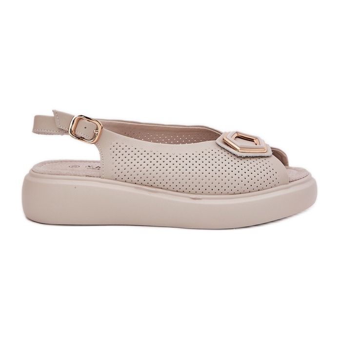 S.Barski Naisten nahkaiset sandaalit, joissa koriste S. Barski LR51-786 beige