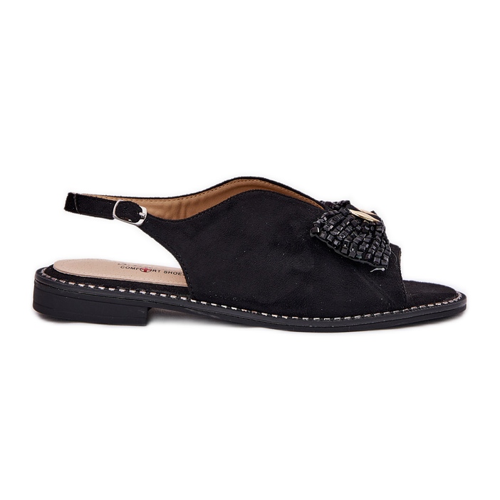 S.Barski Naisten sandaalit, joissa on litteä keula. Barski Kv51-014 Musta