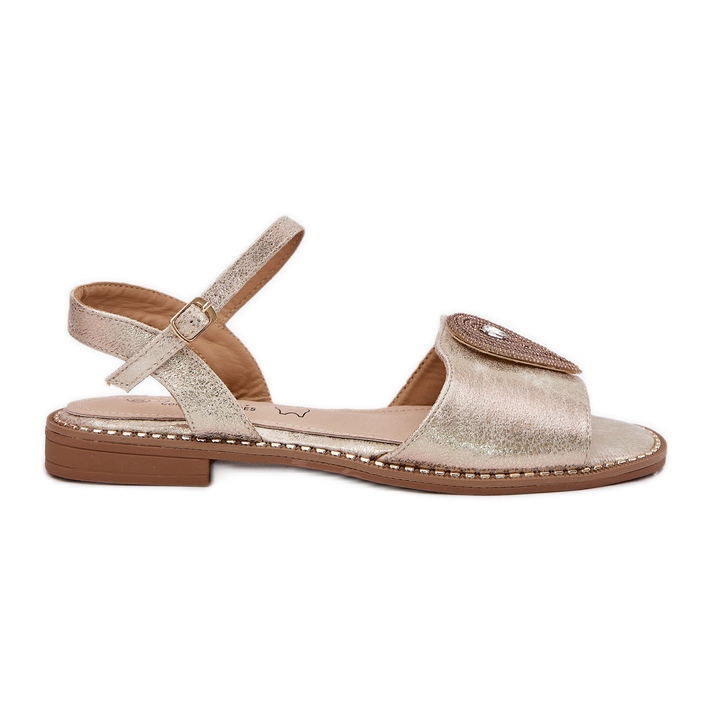 S.Barski Naisten litteät sandaalit, joissa on S. Barski Kv51-098 Zloty koriste kultainen