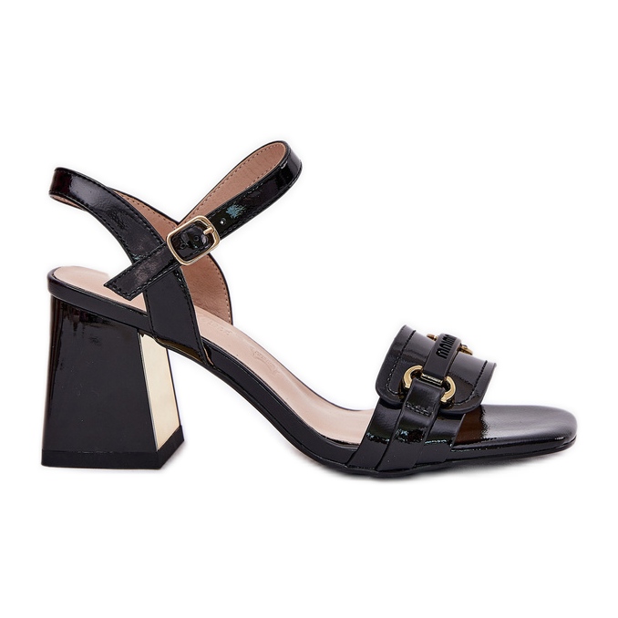 EVento Nahka lakattu naisten sandaalit pylväällä mustalla