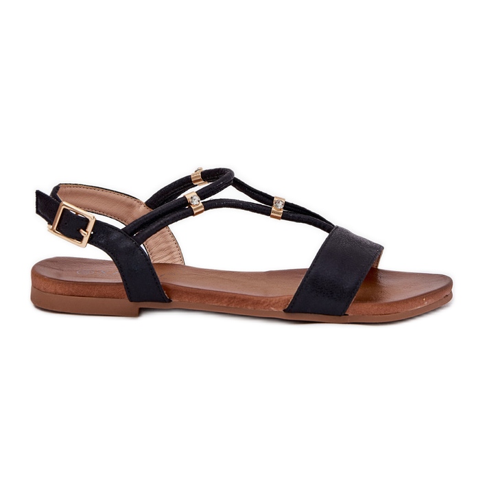 S.Barski Naisten litteät sandaalit, joissa on raidat S. Barski KV51-120 Musta