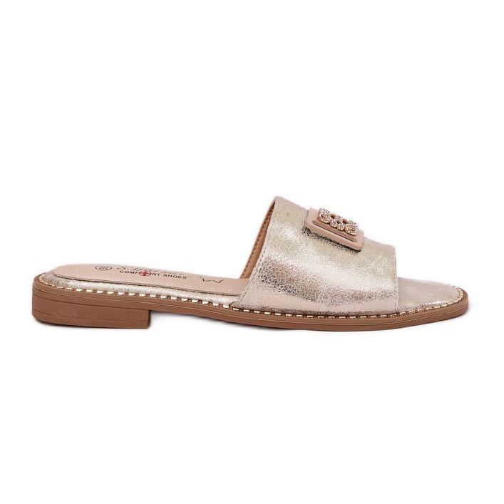 S.Barski Naisten litteän kantaman flip-flops koristeella S. Barski KV51-089 -kultaa kultainen