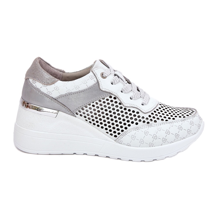 Nahkainen Openwork Sports Shoes Sneakers S.Barski LR51-641 White valkoinen