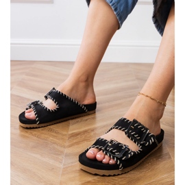 Black Flip Flops -solkut ja kirjonta raidoilla musta Black Flip Flops -solkut ja kirjonta raidoilla musta