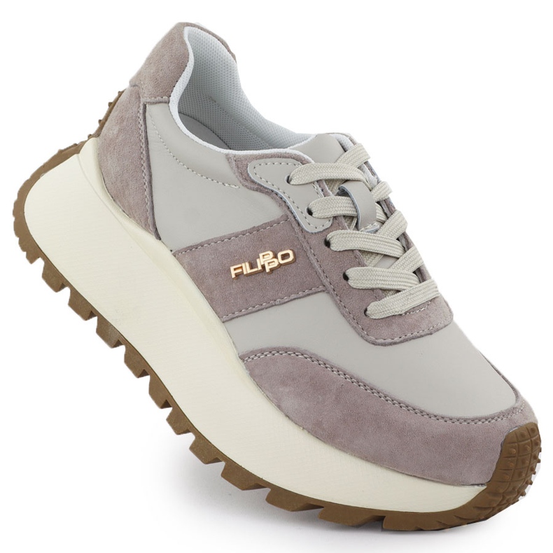 Nahkaurheilukengät paksulla alustalla beige filippo dp6785