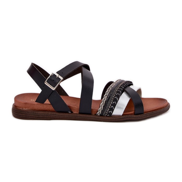 Naisten litteät sandaalit Sergio Leone SK087H -raidat musta
