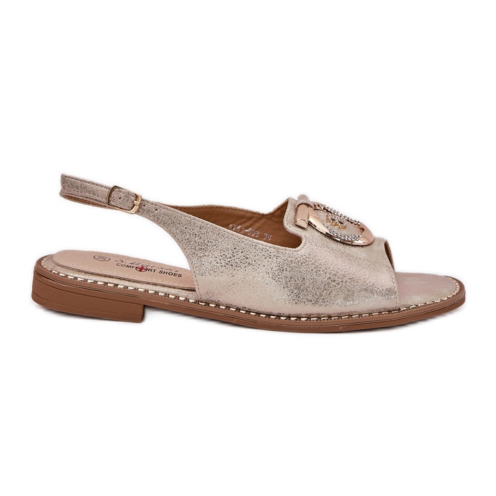 S.Barski Tyylikkät sandaalit, joissa on litteä koristelu S. Barski KV51-003 Kulta kultainen