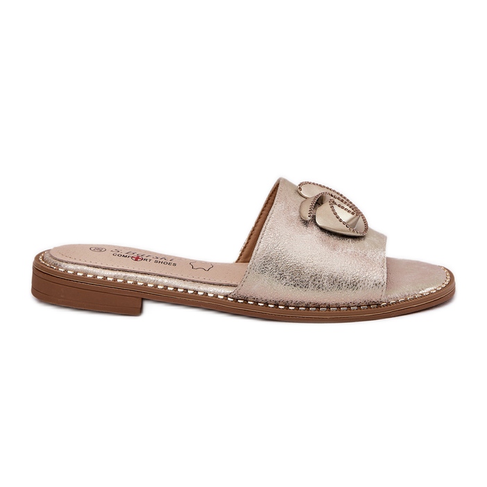 S.Barski Litteä kantaiset naisten flopsit koristeellisella KV51-007-zloty-yksityiskohdilla kultainen